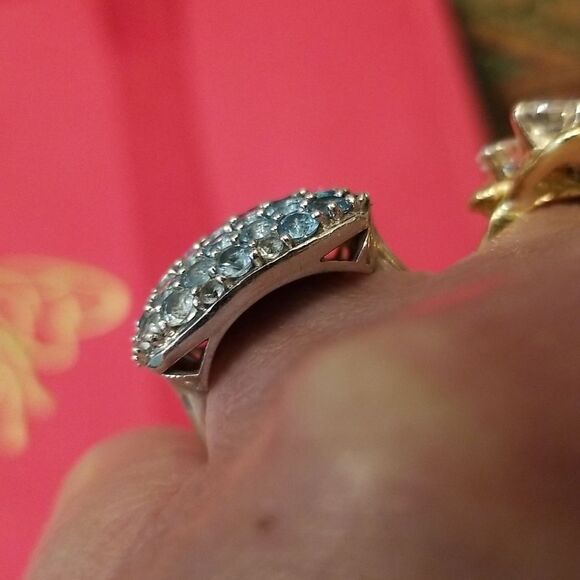 BLUE TOPAZ RING!!! GENUINE STONES !!! NEW!!! Size 8 Women!!! - Picture 10 of 12